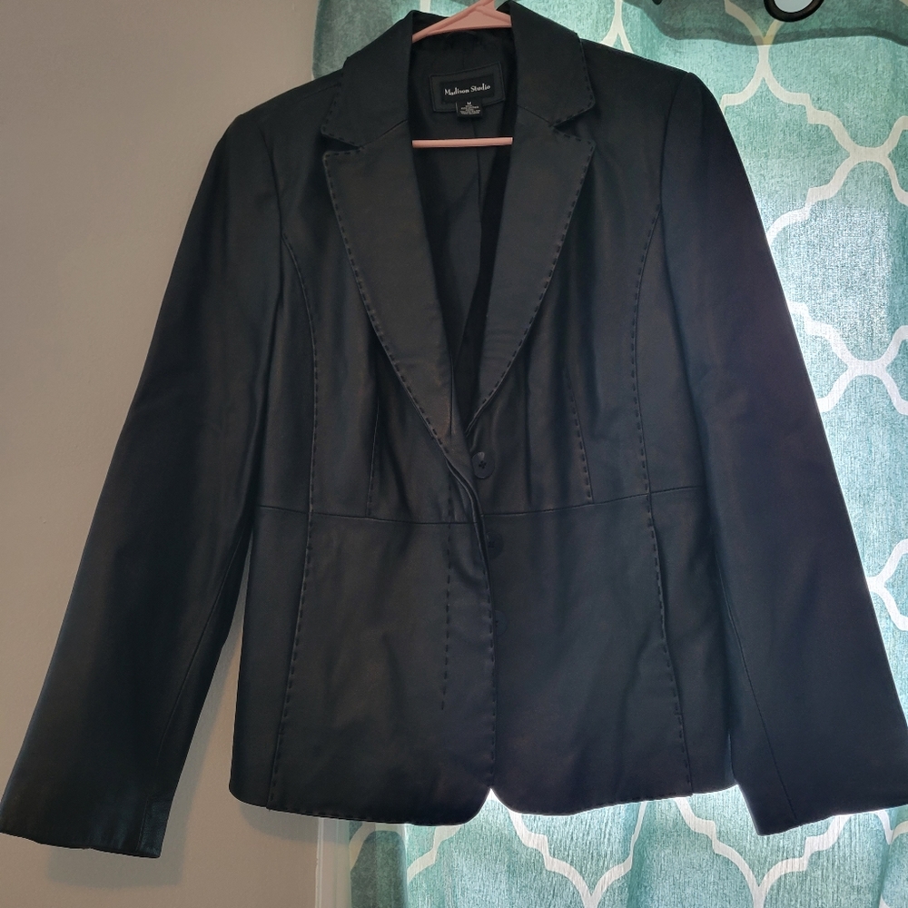 👵EUC MADISON STUDIO leather JACKET